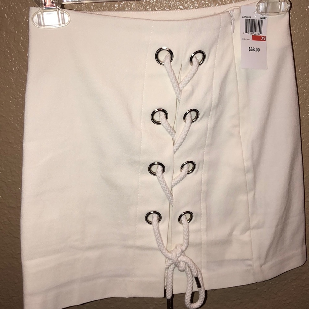 White mini skirt